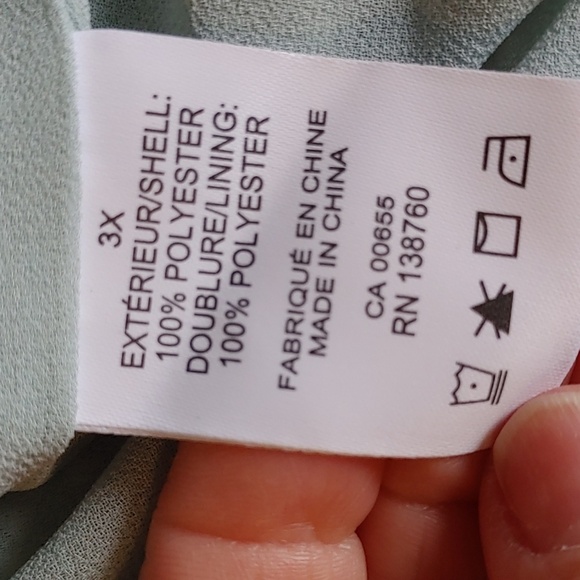 Lightweight Women's Lined Sleeveless Pale Green & White Blouse/Tunic 3X - Picture 3 of 9